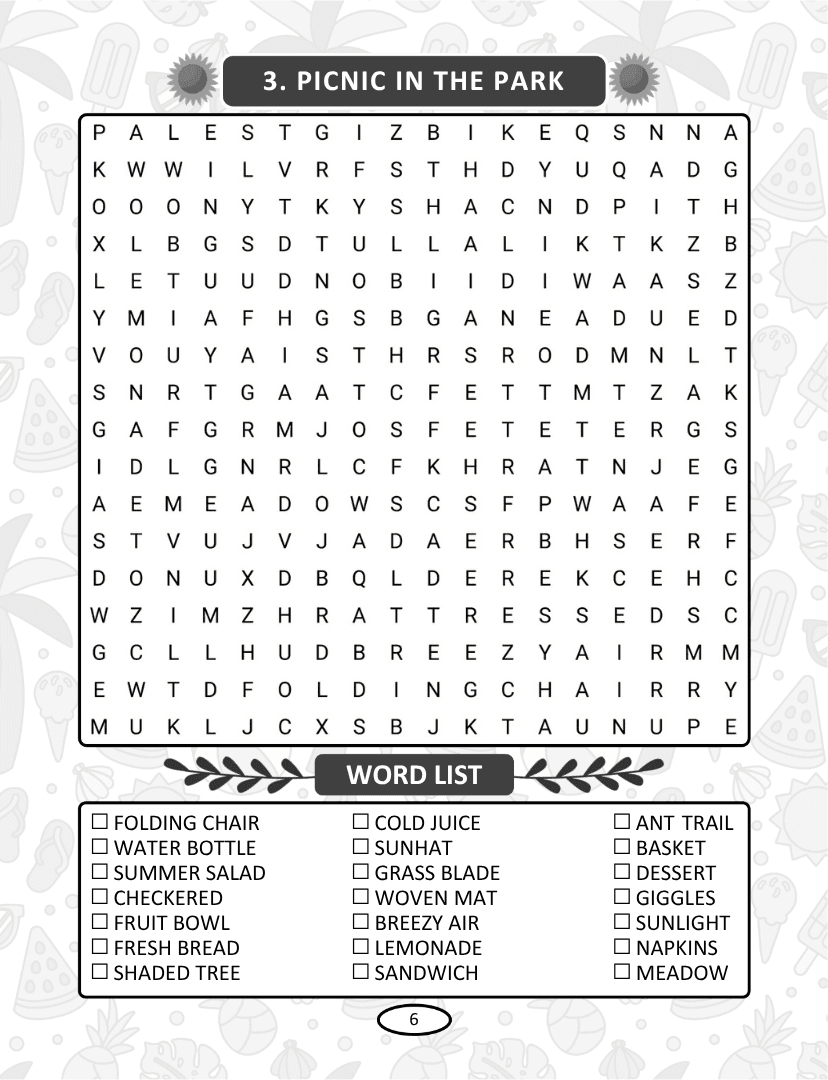 Summer Word Search - Page 6
