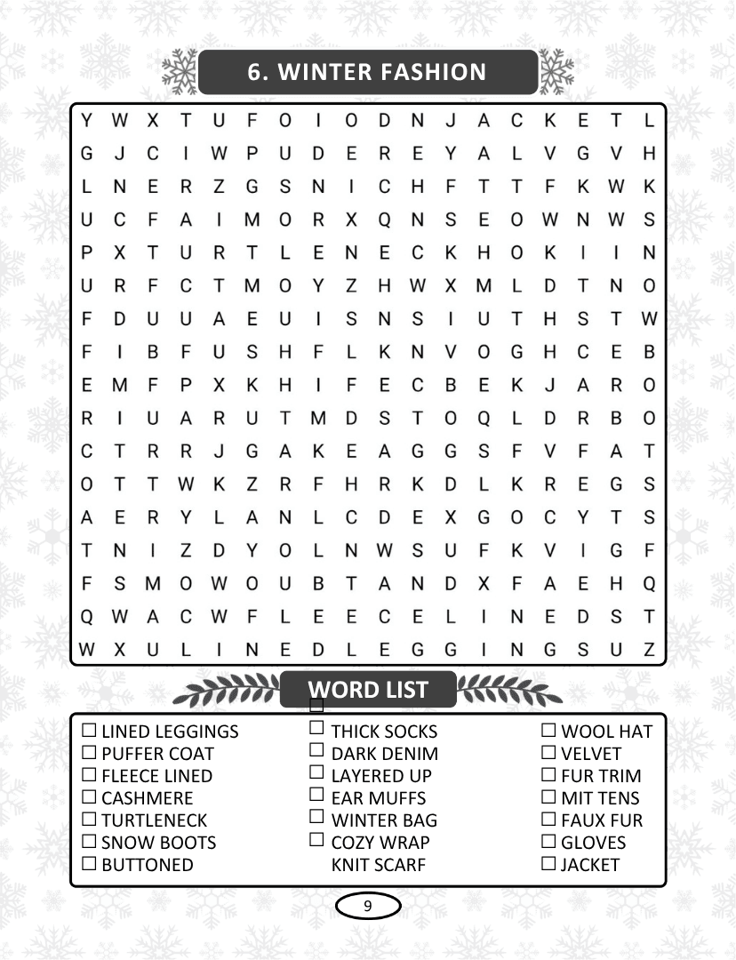 Winter Word Search - Page 9