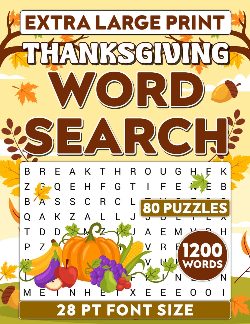 Extra Large Print Thanksgiving Word Search - Image 1