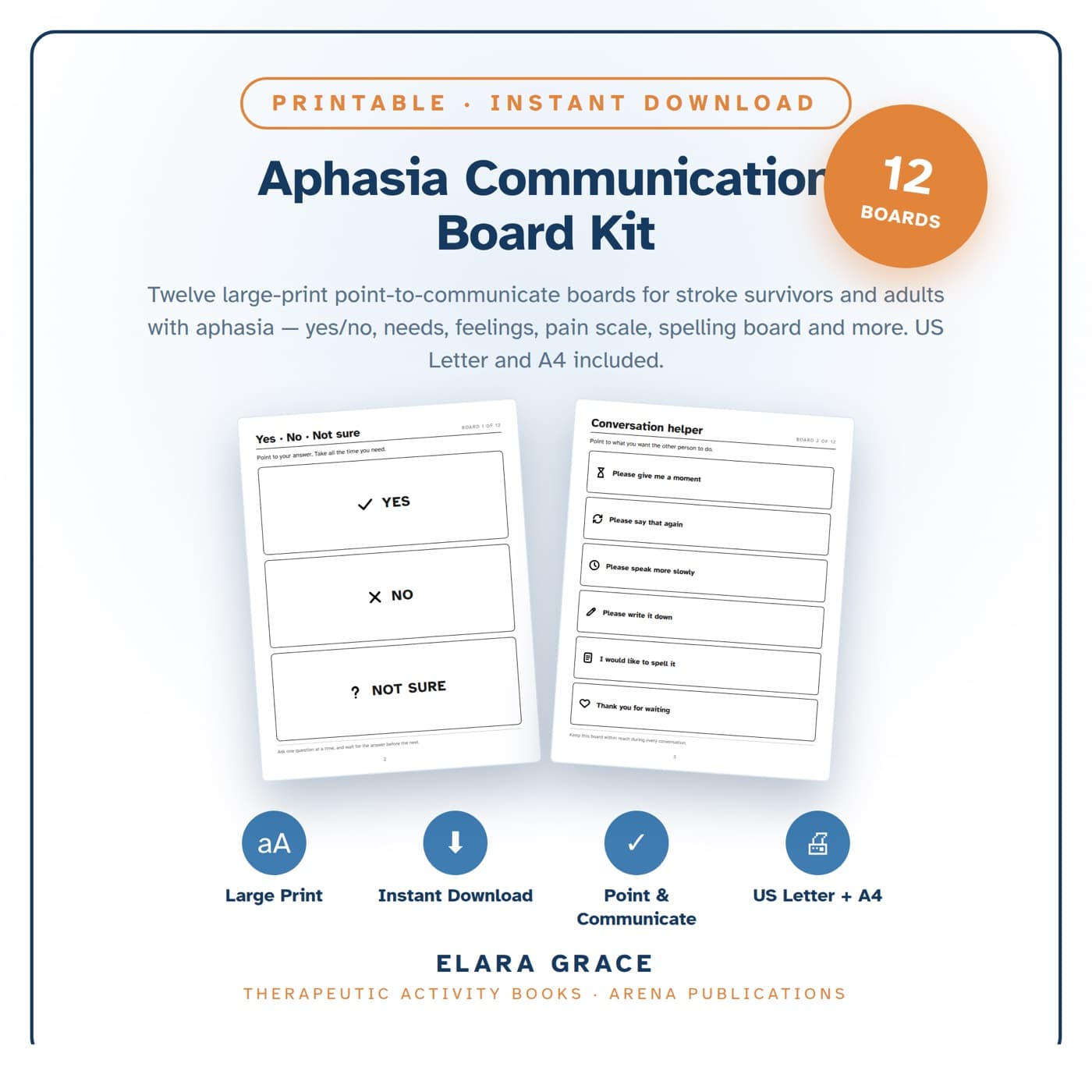 Aphasia Communication Board Kit Β· 12 Boards