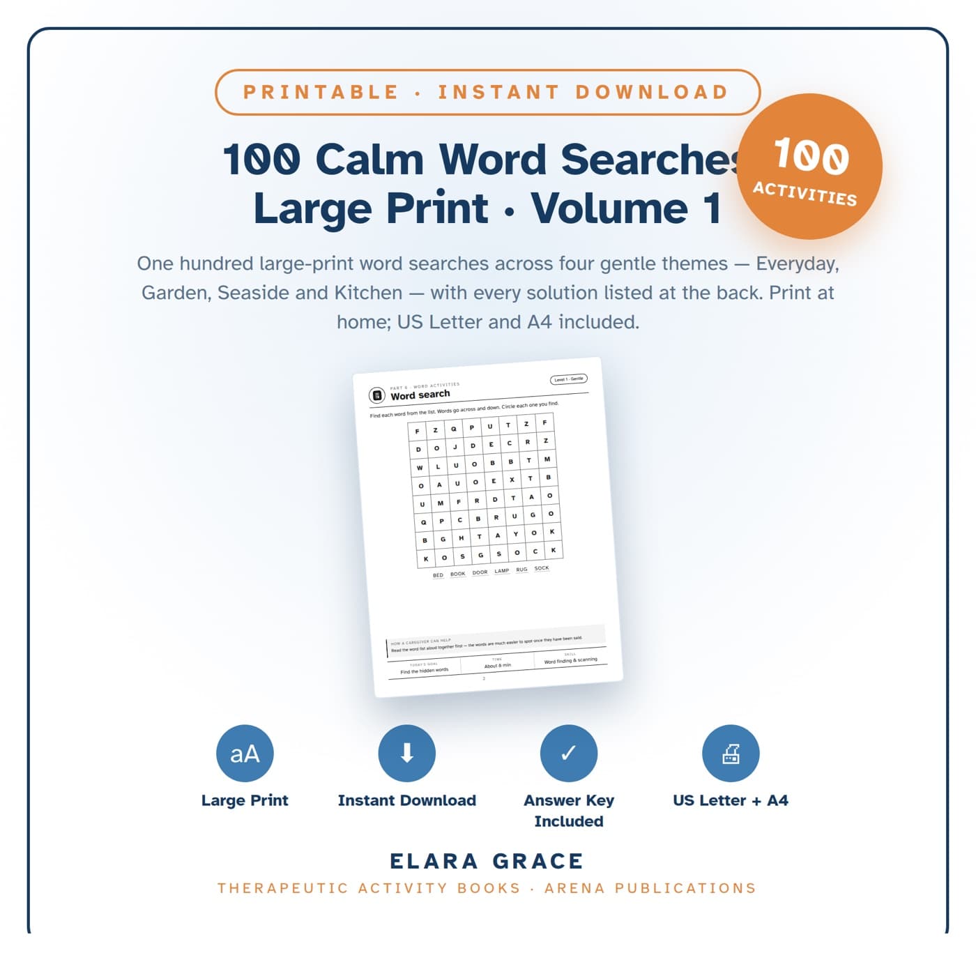 100 Calm Word Searches Β· Large Print