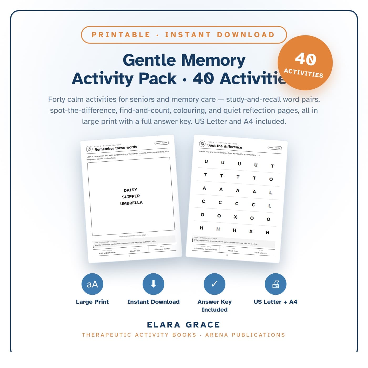 Gentle Memory Activity Pack Β· 40 Activities