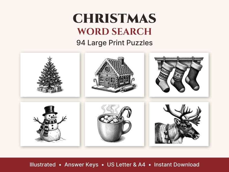 Pages from the Christmas Word Search book