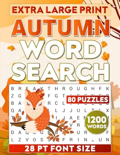 Extra Large Print Autumn Word Search